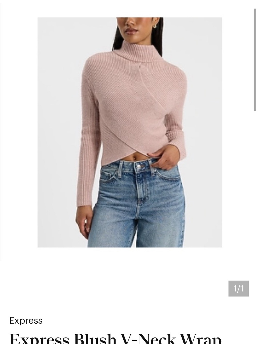 Express Blush Mock Neck Wrap Sweater